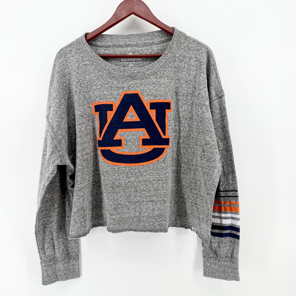 Auburn Tigers Colosseum Women’s XXL Cropped Long Sleeve Top Gray Heather Plus Sz - Picture 2 of 6